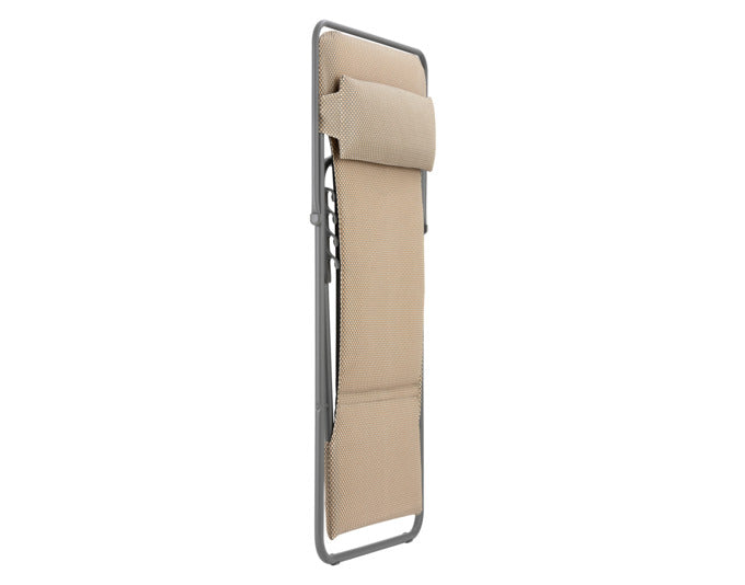 Komfortabler LAFUMA Maxi Transat+ BeComfort® Sessel in Moka mit robustem Titane-Gestell, ideal für Entspannung.