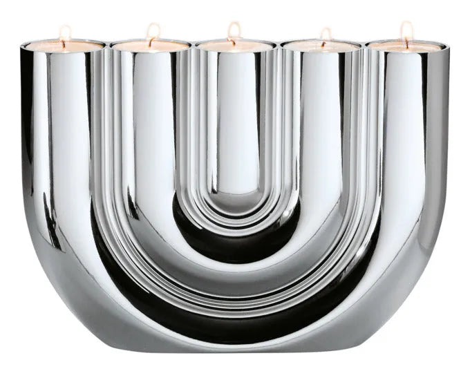 PHILIPPI Teelichthalter Double U Metall 22x4x15 cm silber in  präsentiert im Onlineshop von KAQTU Design AG. Laterne ist von PHILIPPI