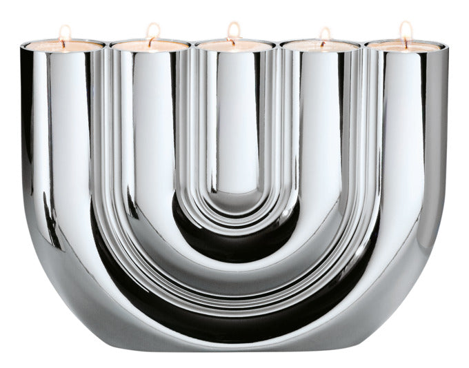 PHILIPPI Teelichthalter Double U Metall 22x4x15 cm silber in  präsentiert im Onlineshop von KAQTU Design AG. Laterne ist von PHILIPPI