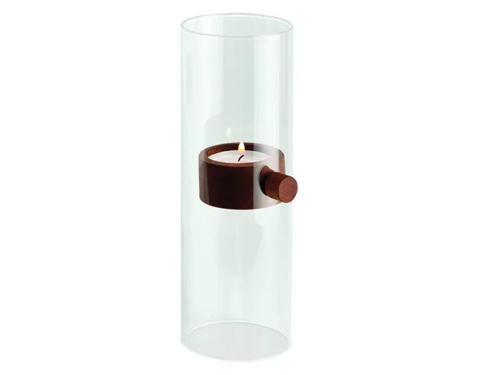PHILIPPI Teelichthalter Lift L Glas/Nussbaumholz ø 7x20 cm in  präsentiert im Onlineshop von KAQTU Design AG. Laterne ist von PHILIPPI