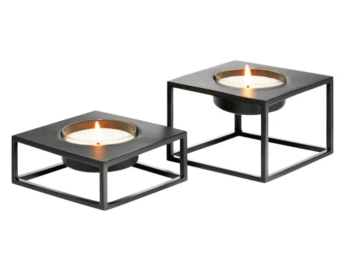 Eleganter PHILIPPI Teelichthalter Solero M aus schwarzem Metall, 10x10x8 cm, stilvolles Design für eine gemütliche Atmosphäre.