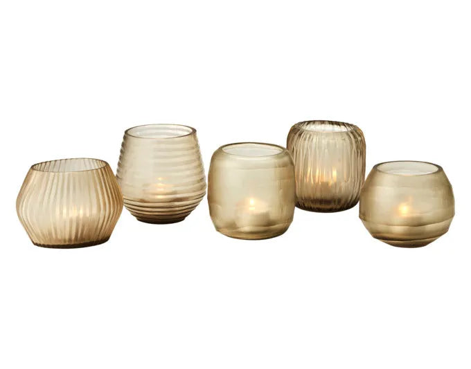 PHILIPPI Teelichthalterset Terra Glas 5tlg. braun in  präsentiert im Onlineshop von KAQTU Design AG. Laterne ist von PHILIPPI