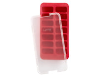LÉKUÉ Eiswürfelform rechteckig mit Deckel 23x12 cm rot