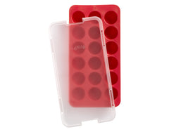 LÉKUÉ Eiswürfelform rund mit Deckel 23x12 cm rot