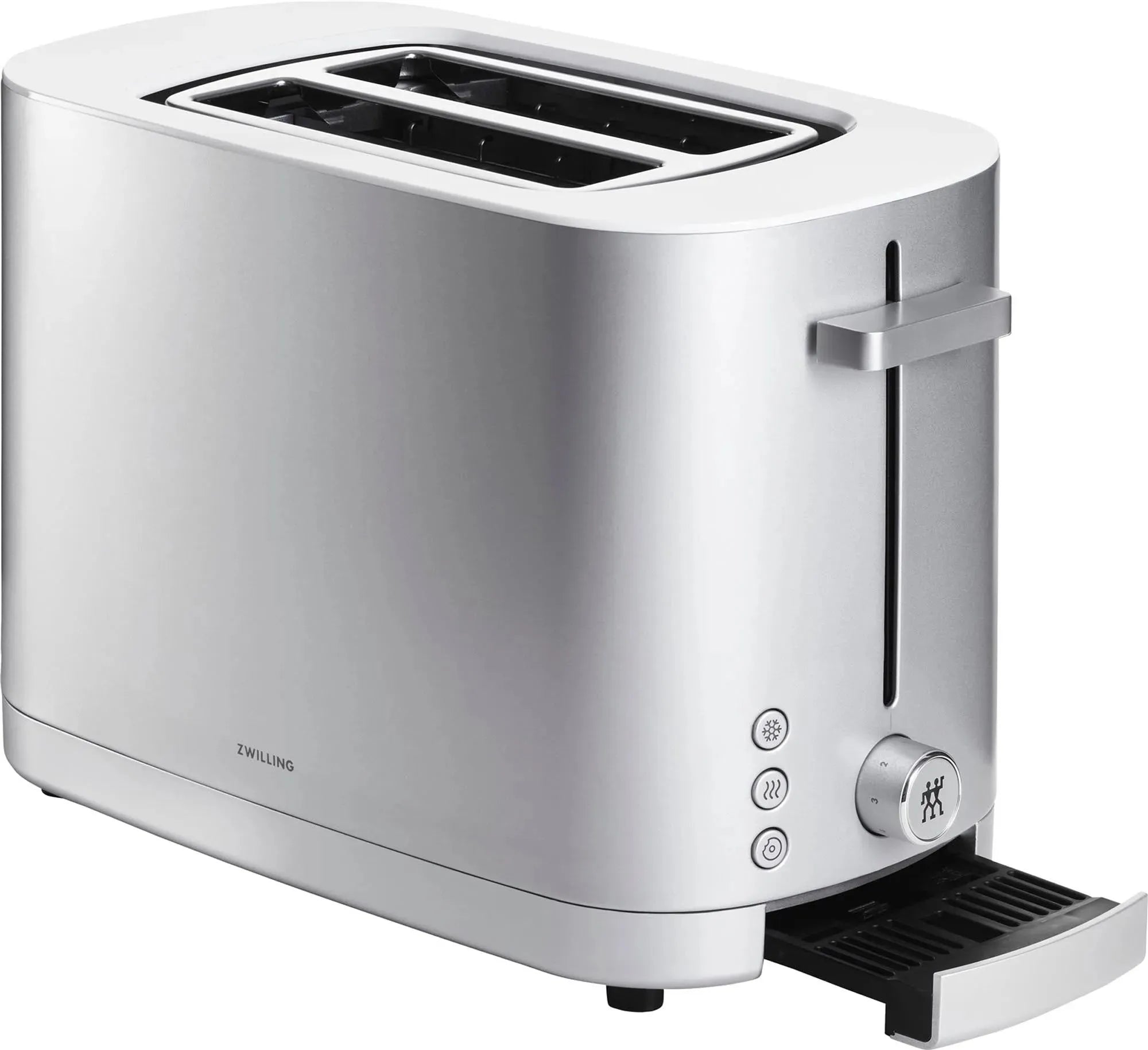 Eleganter Zwilling Toaster mit Brötchenaufsatz in edlem Silber.