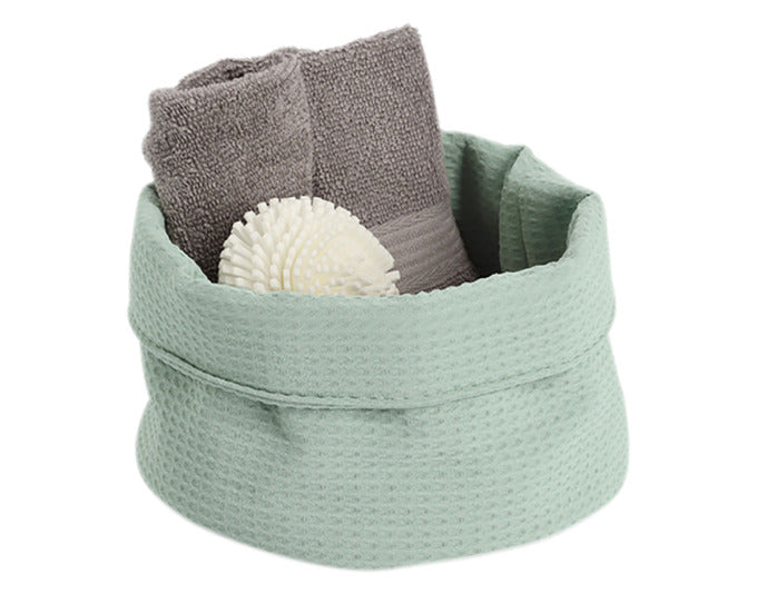 Moderner Aufbewahrungskorb aus Waffelpiqué in Mint, ideal für Ordnung und Stil, Maße: Ø 20x12 cm, von ZELLER PRESENT.