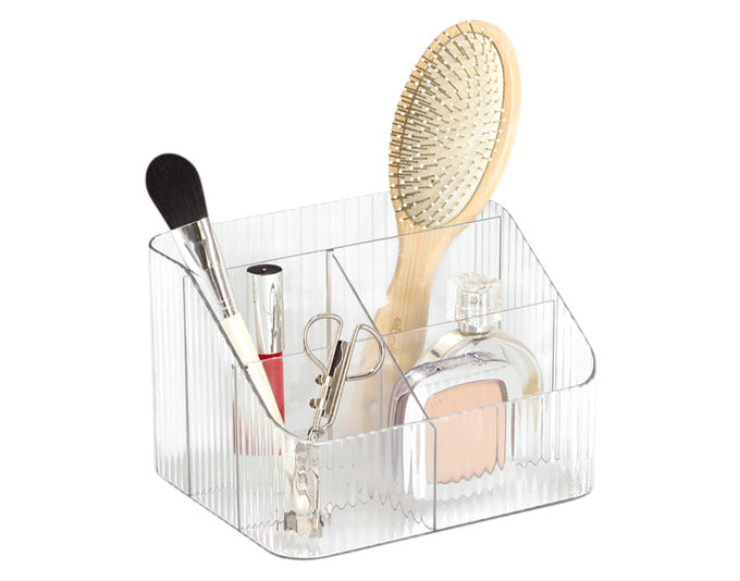 Praktischer ZELLER Organizer aus transparentem Kunststoff mit 5 Fächern, ideal für Utensilien, 18x14.8x12 cm, vielseitig einsetzbar.