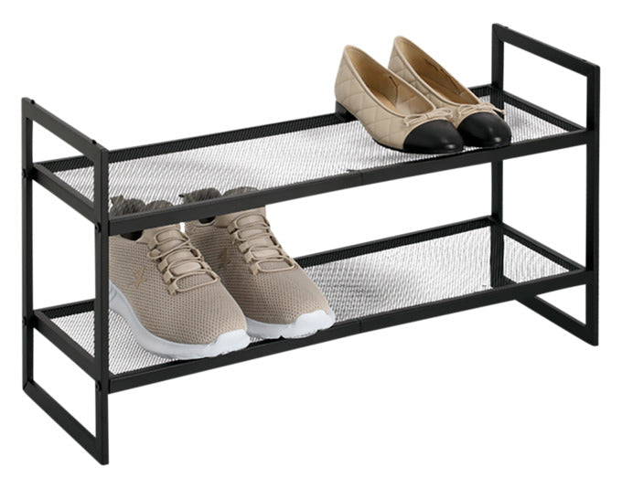 Praktisches ZELLER Schuhregal aus schwarzem Metall mit 2 Ablagen, ideal für die Aufbewahrung von Schuhen, Maße: 70x24x36 cm.