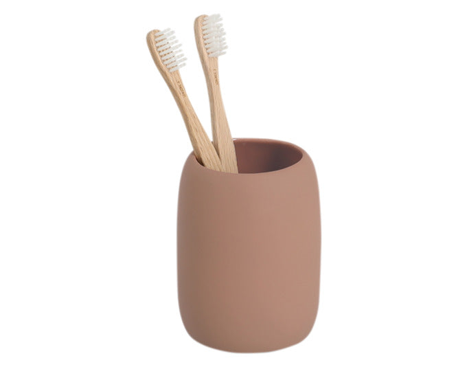 Eleganter Zahnputzbecher aus Keramik von ZELLER PRESENT, ideal für stilvolle Badezimmergestaltung. Langlebig, hygienisch und vielseitig einsetzbar.