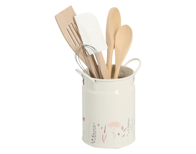 Eleganter ZELLER Utensilienhalter aus Metall mit floralem Design, ideal für die stilvolle Organisation Ihrer Küchenutensilien.