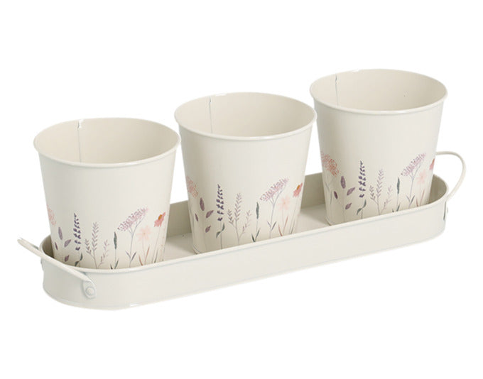 ZELLER Kräutertopf Set Flowers 4-teilig Metall 37x10.5x11 in  präsentiert im Onlineshop von KAQTU Design AG. Küchenhelfer ist von ZELLER PRESENT