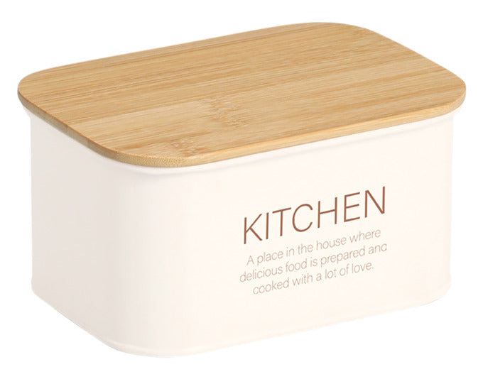 ZELLER Vorratsdose mit Bambusdeckel Kitchen 1200 ml Metall creme 17.2x12.6x9 cm in  präsentiert im Onlineshop von KAQTU Design AG. Aufbewahrungsbehälter ist von ZELLER PRESENT