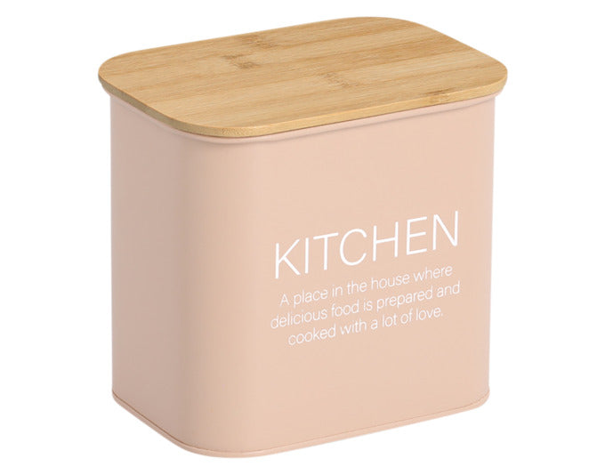 ZELLER Vorratsdose mit Bambusdeckel Kitchen 2300 ml Metall mandel 17.2x12.6x16 cm in  präsentiert im Onlineshop von KAQTU Design AG. Aufbewahrungsbehälter ist von ZELLER PRESENT