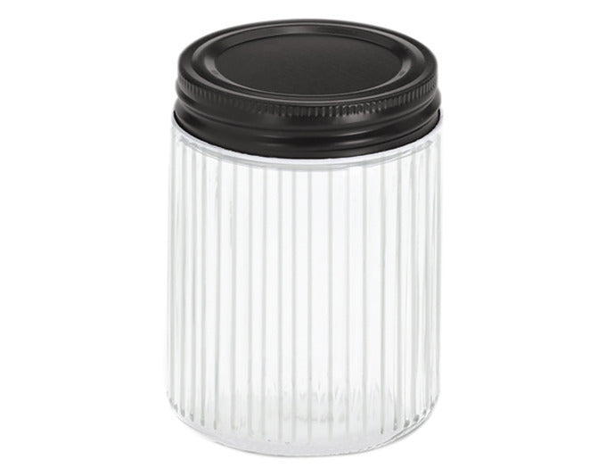 ZELLER Vorratsglas mit Metalldeckel schwarz 300 ml ø 7.5x10 cm in  präsentiert im Onlineshop von KAQTU Design AG. Aufbewahrungsbehälter ist von ZELLER PRESENT