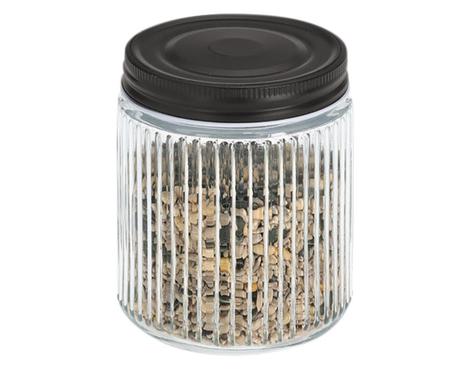 Vorratsglas aus Glas mit schwarzem Metalldeckel, 520 ml, ideal für Küche und Aufbewahrung, stilvolles Design von ZELLER PRESENT.
