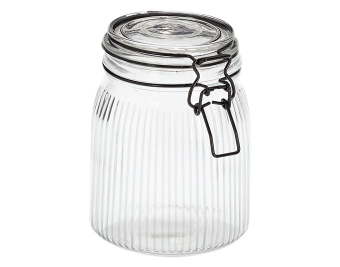 ZELLER Vorratsglas mit Bügelverschluss schwarz 1000 ml ø 11.3x15.3 cm in  präsentiert im Onlineshop von KAQTU Design AG. Aufbewahrungsbehälter ist von ZELLER PRESENT