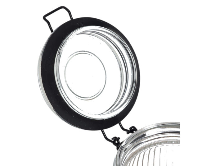 Vorratsglas mit Bügelverschluss, 1000 ml, schwarz, ideal für Lebensmittelaufbewahrung, stilvolles Design, Maße: Ø 11.3 x 15.3 cm.