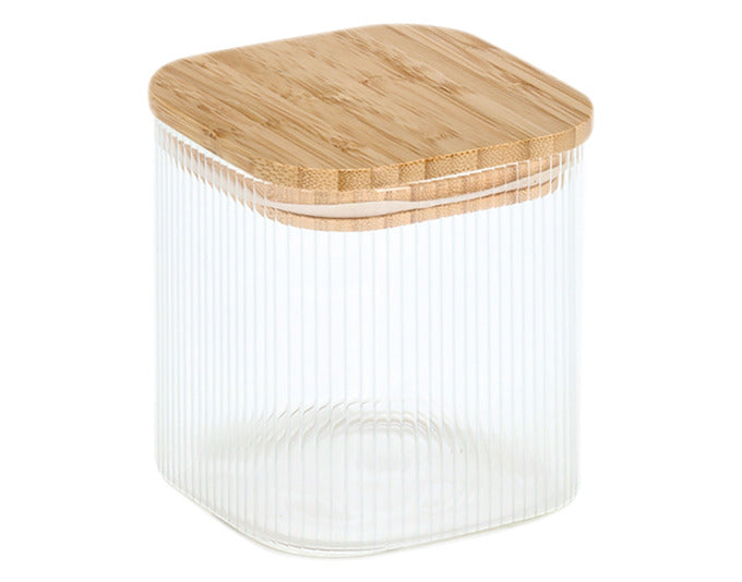 ZELLER Vorratsglas mit Bambusdeckel eckig 720 ml 10x10x10.7 cm in  präsentiert im Onlineshop von KAQTU Design AG. Aufbewahrungsbehälter ist von ZELLER PRESENT