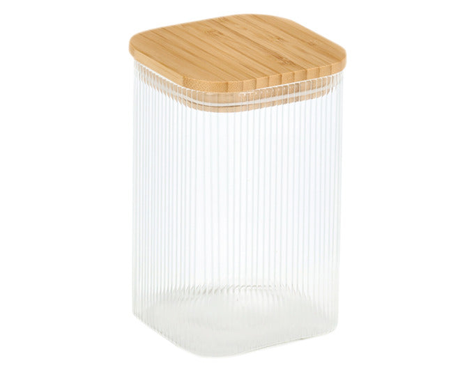 ZELLER Vorratsglas mit Bambusdeckel eckig 1150 ml 10x10x15.5cm in  präsentiert im Onlineshop von KAQTU Design AG. Aufbewahrungsbehälter ist von ZELLER PRESENT