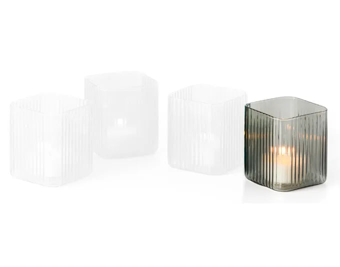 PHILIPPI Teelichthalter Nouveau Glas 7x7x8 cm grau in  präsentiert im Onlineshop von KAQTU Design AG. Laterne ist von PHILIPPI