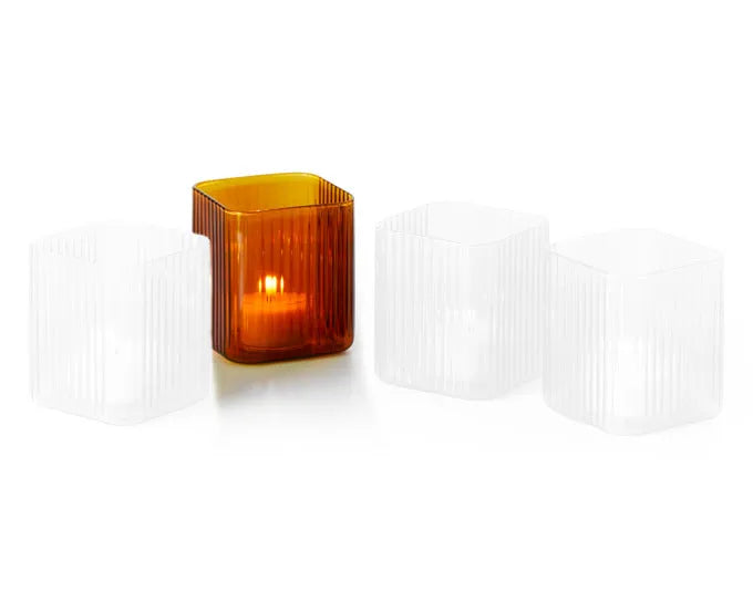 PHILIPPI Teelichthalter Nouveau Glas 7x7x8 cm orange in  präsentiert im Onlineshop von KAQTU Design AG. Laterne ist von PHILIPPI