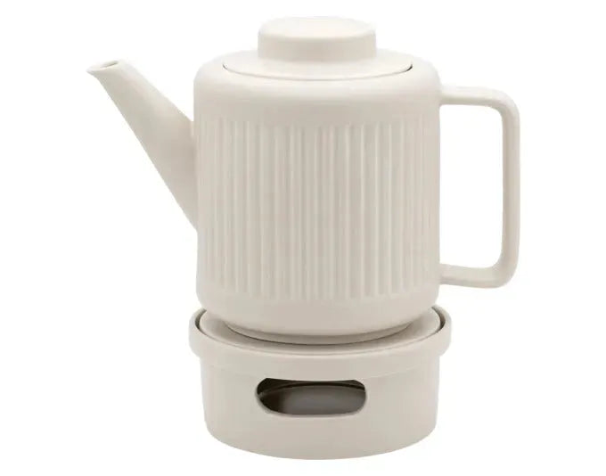 Elegantes Rechaud aus weißem Steingut, ø 14 cm, ideal für Teekannen. Hochwertiges Design von BREDEMEIJER.