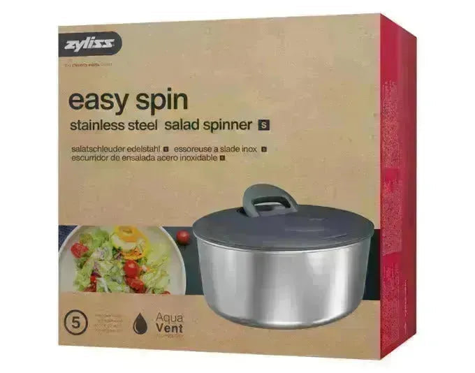 ZYLISS Salatschleuder Easy Spin aus Edelstahl, Ø 22 cm, für schnelles und einfaches Trocknen von Salat, robust und stilvoll.