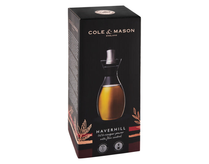 Eleganter COLE & MASON Öl-/Essig-Spender mit Flow Control, 7.5x7.5x20.5 cm, ideal für präzises Dosieren und stilvolles Servieren.