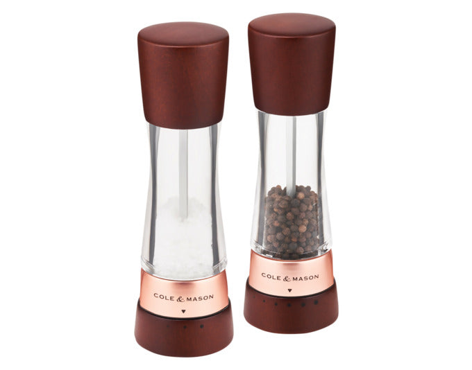 COLE&MASON Pfeffer-/Salzmühlen Set Derwent Kastanie roségold 19x6x6 cm in  präsentiert im Onlineshop von KAQTU Design AG. Salz & Pfeffer ist von COLE & MASON