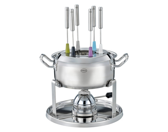 <tc>RÖSLE</tc> Fondue set with stainless steel gas burner including 6 forks and glass lid