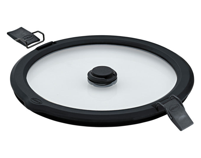 RÖSLE Vakuumdeckel Flexx 2Go: Praktischer, runder Deckel mit Clips, 1.4 l Volumen, ideal für Frische und Transport von Lebensmitteln.