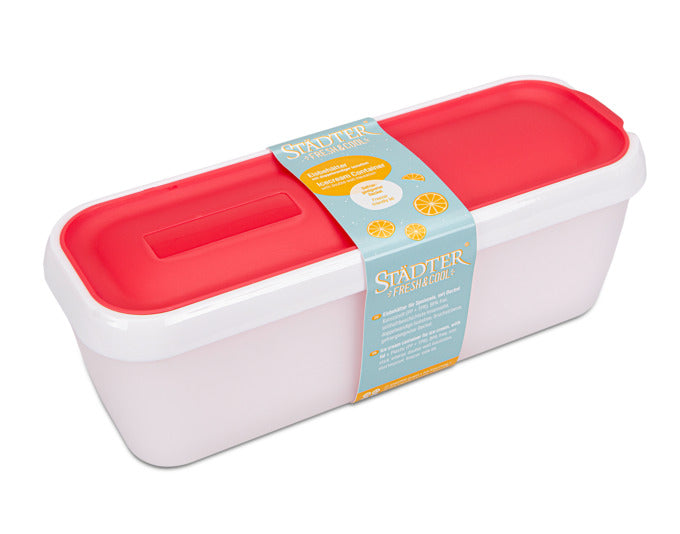 Praktischer roter Glacebehälter von STÄDTER, 1.3 l, ideal für frische und kühle Aufbewahrung von Eis und Desserts.