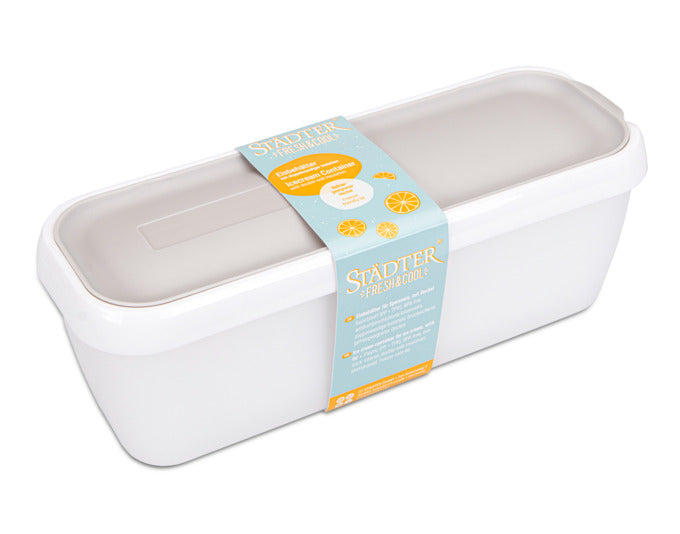 Praktischer STÄDTER Glacebehälter in Grau, 1.3 l, mit Deckel. Ideal für frische und kühle Aufbewahrung von Eis und Desserts.