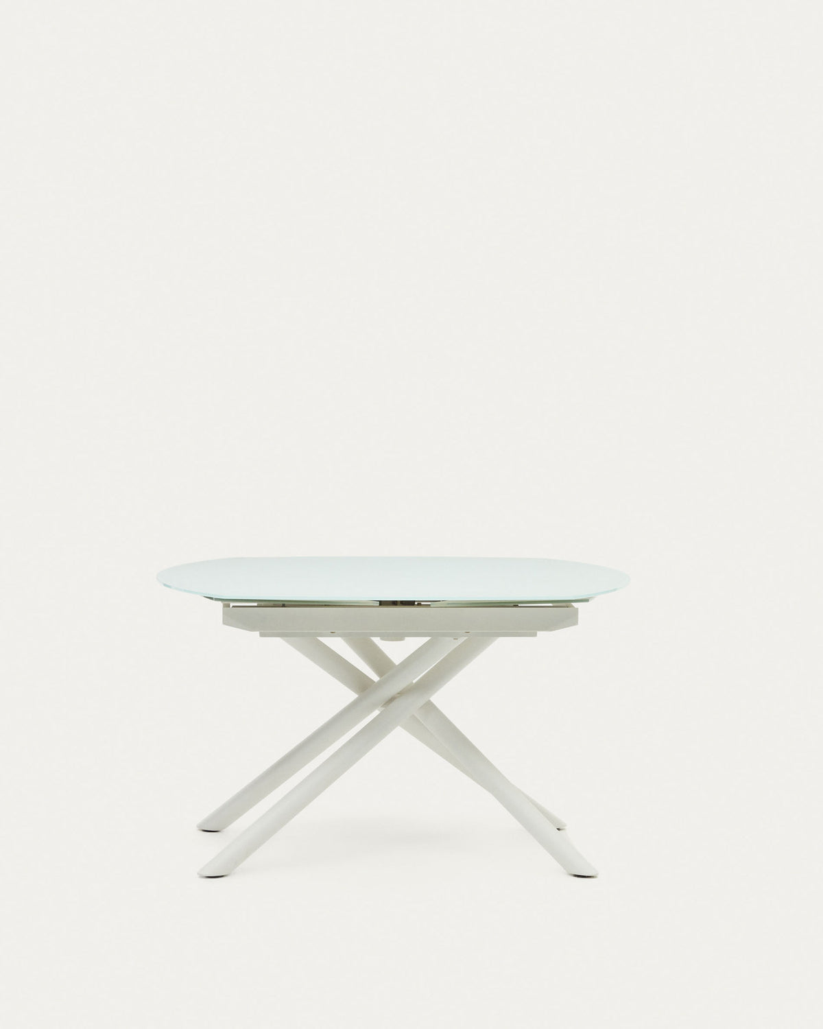 Yodalia Ausziehtisch aus gehärtetem Glas und Stahlbeinen mit weissem Finish 130(190)x100 cm in Weiss präsentiert im Onlineshop von KAQTU Design AG. Esstisch ist von Kave Home
