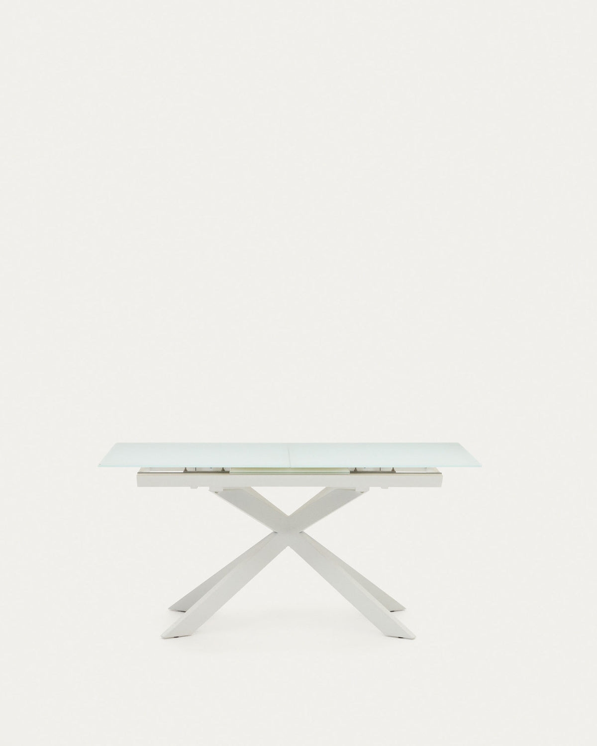 Atminda Ausziehtisch aus getempertem Glas Stahlbeine mit weissem Finish 160 (210) x 90 cm in Weiss präsentiert im Onlineshop von KAQTU Design AG. Esstisch ist von Kave Home