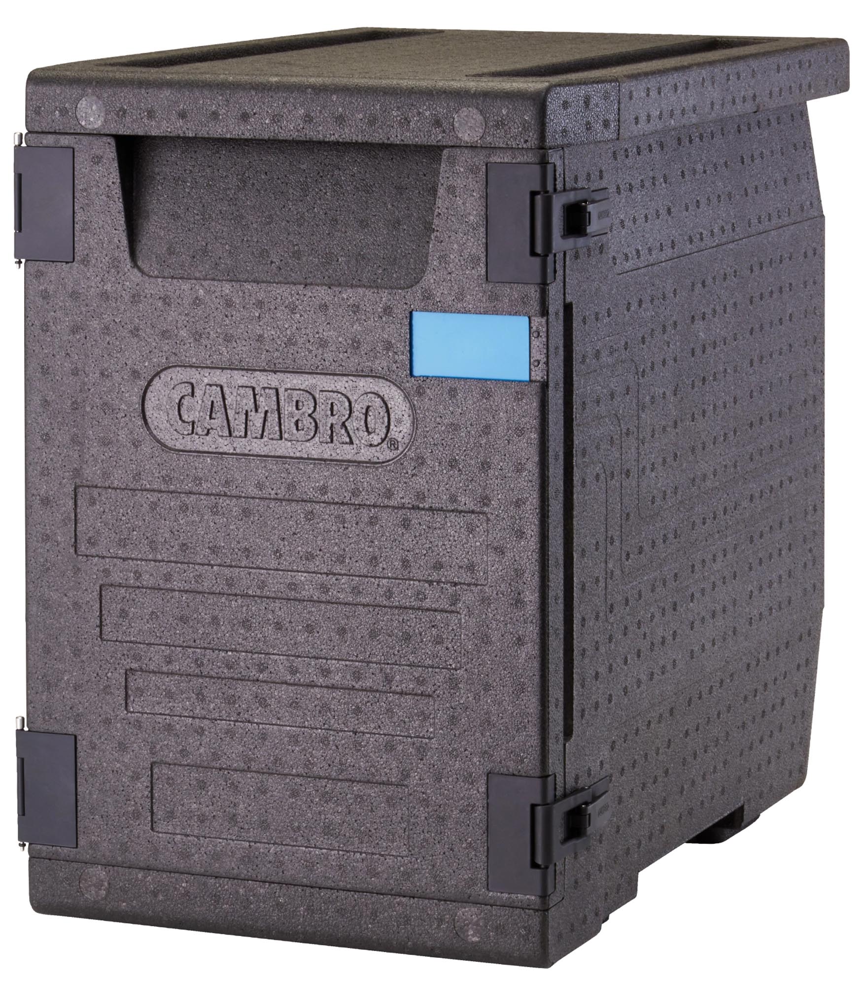 Isolierte Transportbox Epp400 von Cambro für 4 GN 1/1-100mm. Robust, hygienisch und ideal für die Gastronomie. Sicherer Lebensmitteltransport.