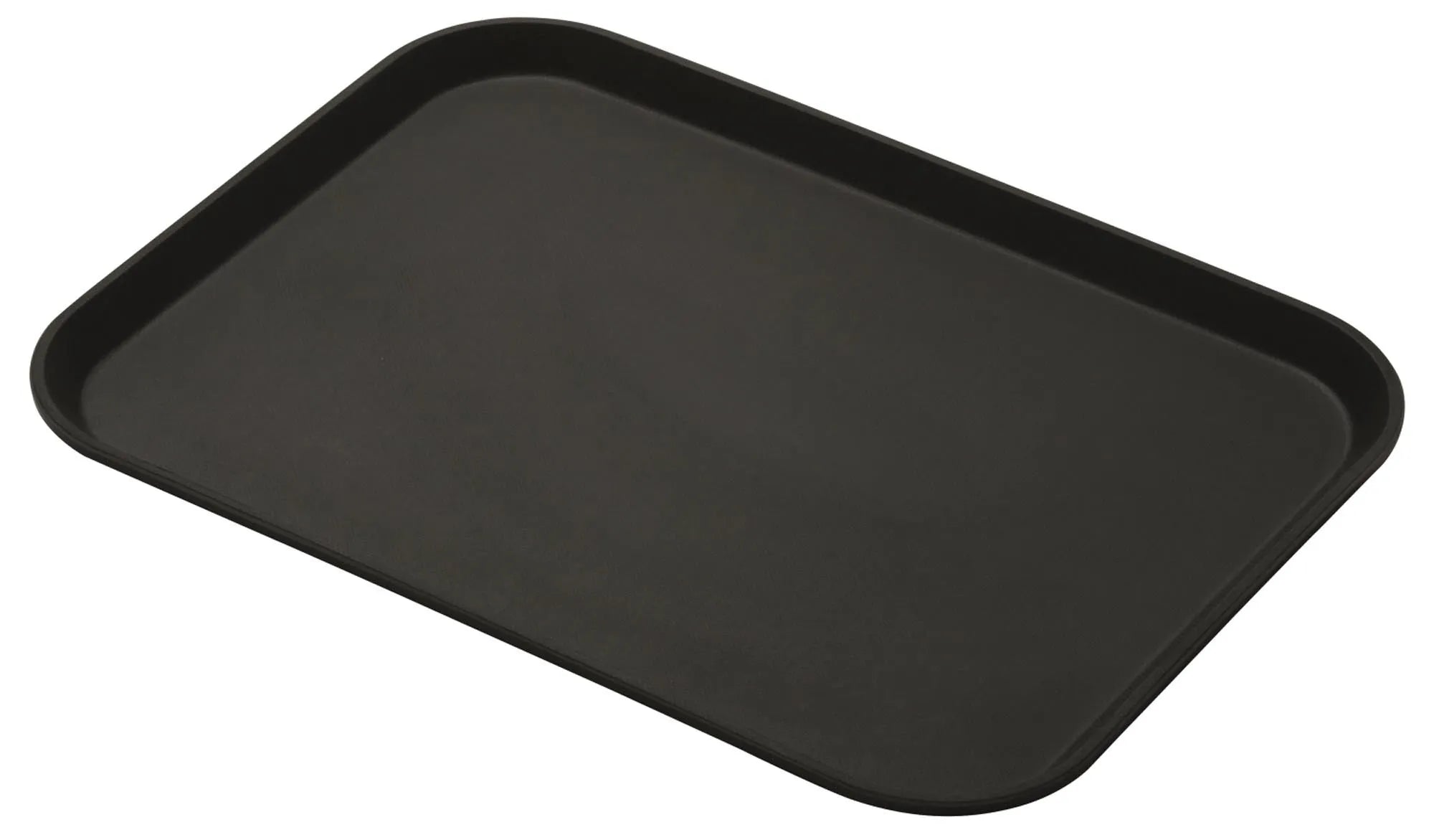 Das Camtread Tablett 27x35cm von Cambro: robust, rutschfest, stapelbar, ideal für Gastronomie. Langlebiges Fiberglas, elegantes Schwarz.