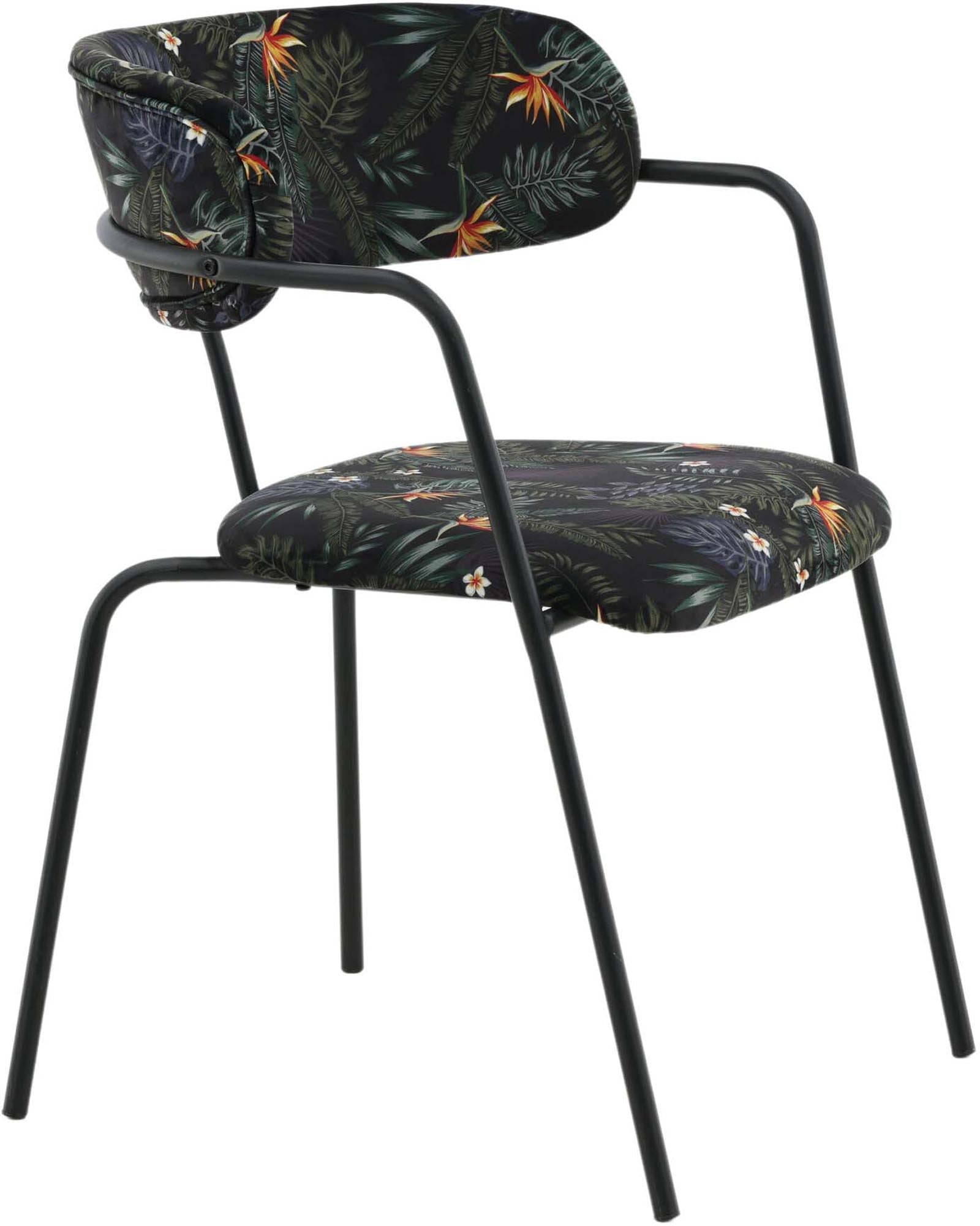 Arrow Armlehnstuhl in Schwarz/Blumen präsentiert im Onlineshop von KAQTU Design AG. Stuhl mit Armlehne ist von Venture Home