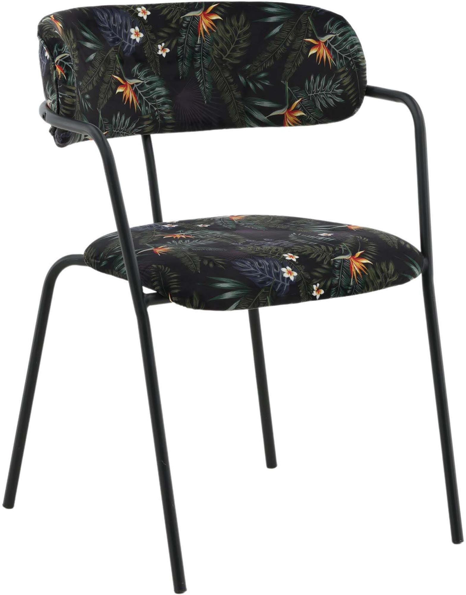 Arrow Armlehnstuhl in Schwarz/Blumen präsentiert im Onlineshop von KAQTU Design AG. Stuhl mit Armlehne ist von Venture Home