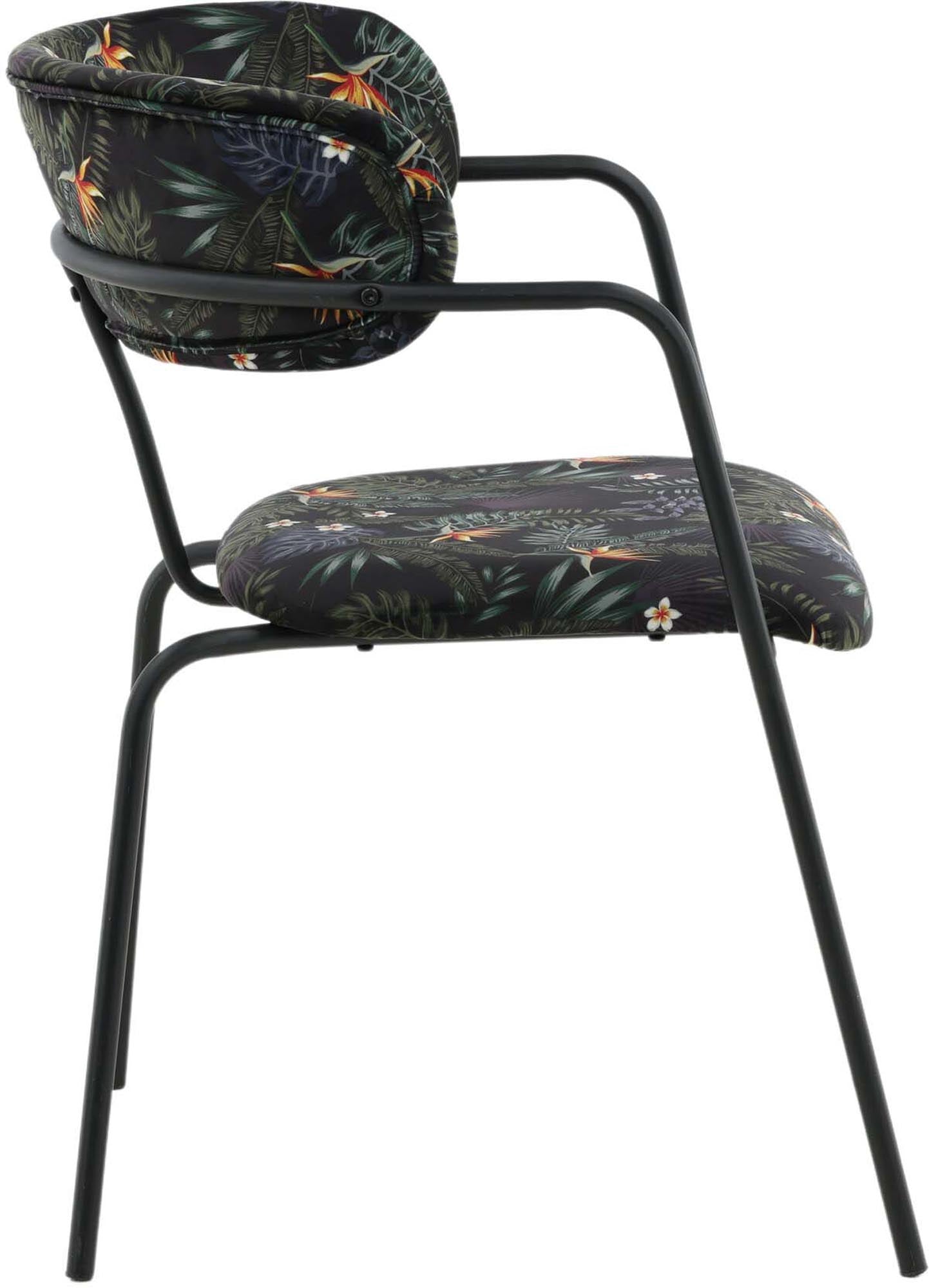 Arrow Armlehnstuhl in Schwarz/Blumen präsentiert im Onlineshop von KAQTU Design AG. Stuhl mit Armlehne ist von Venture Home