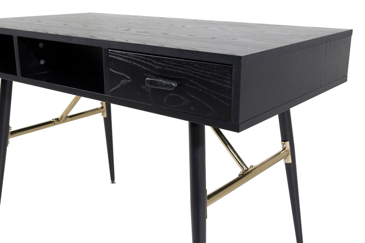 Gold Schreibtisch in Schwarz präsentiert im Onlineshop von KAQTU Design AG. Schreibtisch ist von Venture Home