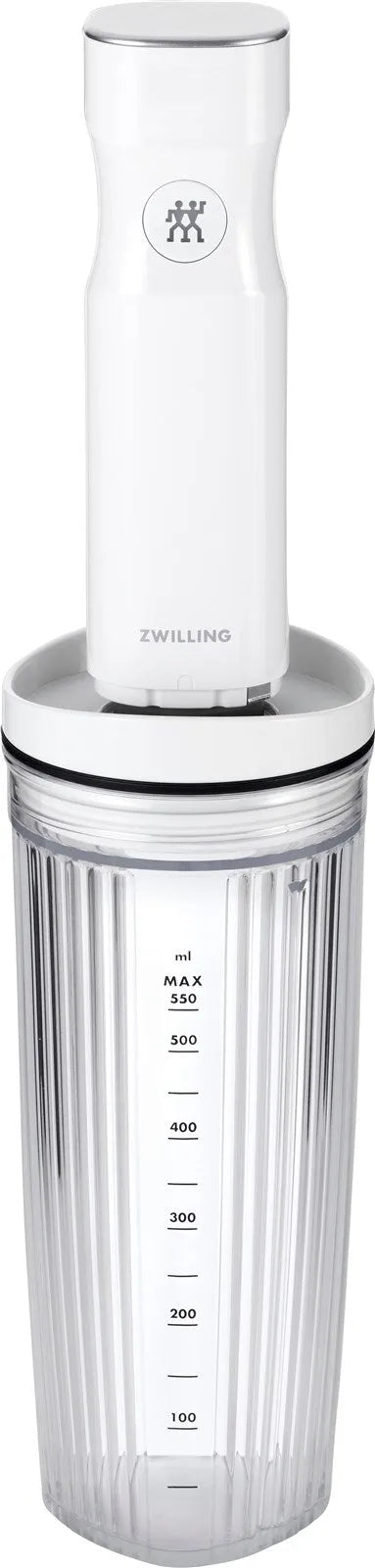 Zwilling 550ml weißer Behälter mit Deckel für Mixer, ideal für Drinks.
