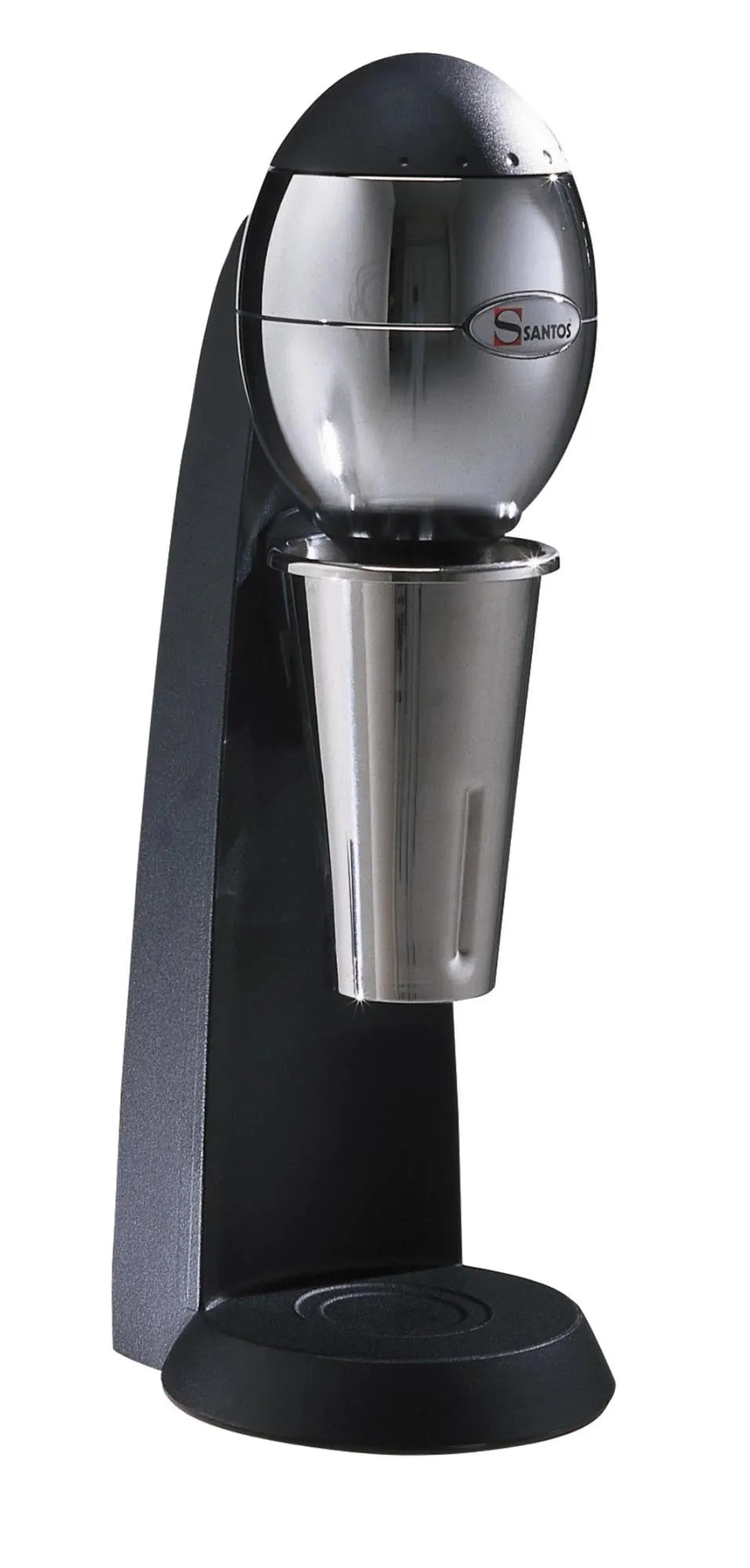 Eleganter schwarzer Santos Mixer: robust, leistungsstark, ideal für Smoothies & Shakes. Kompakt, benutzerfreundlich, langlebig.