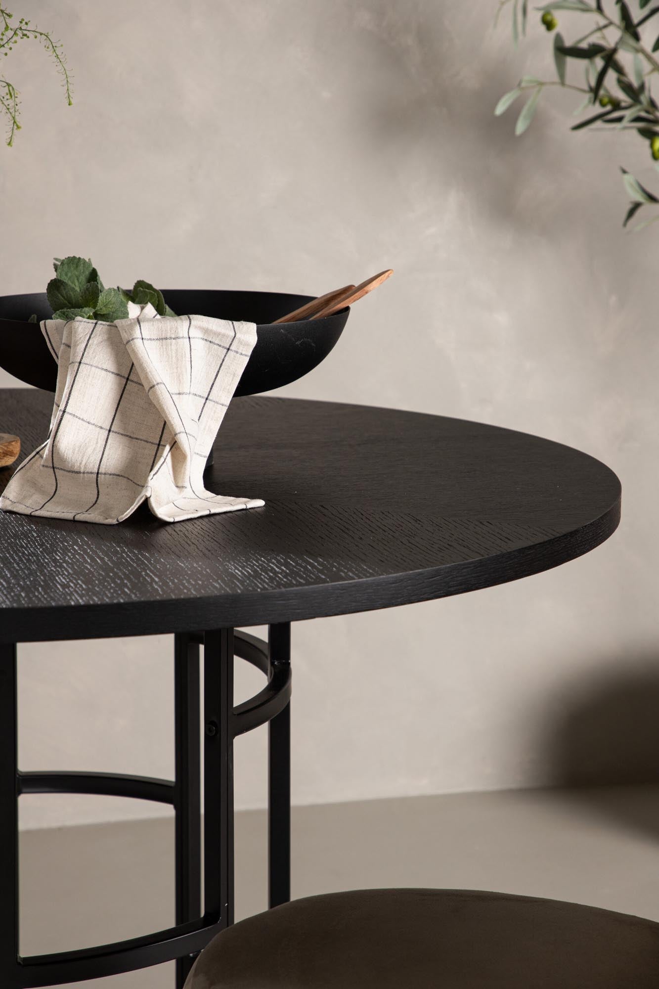 Copenhagen Esstisch: Moderner runder Tisch aus MDF mit robustem Metallgestell. Perfekt für gesellige Abende und stilvolle Einrichtung.