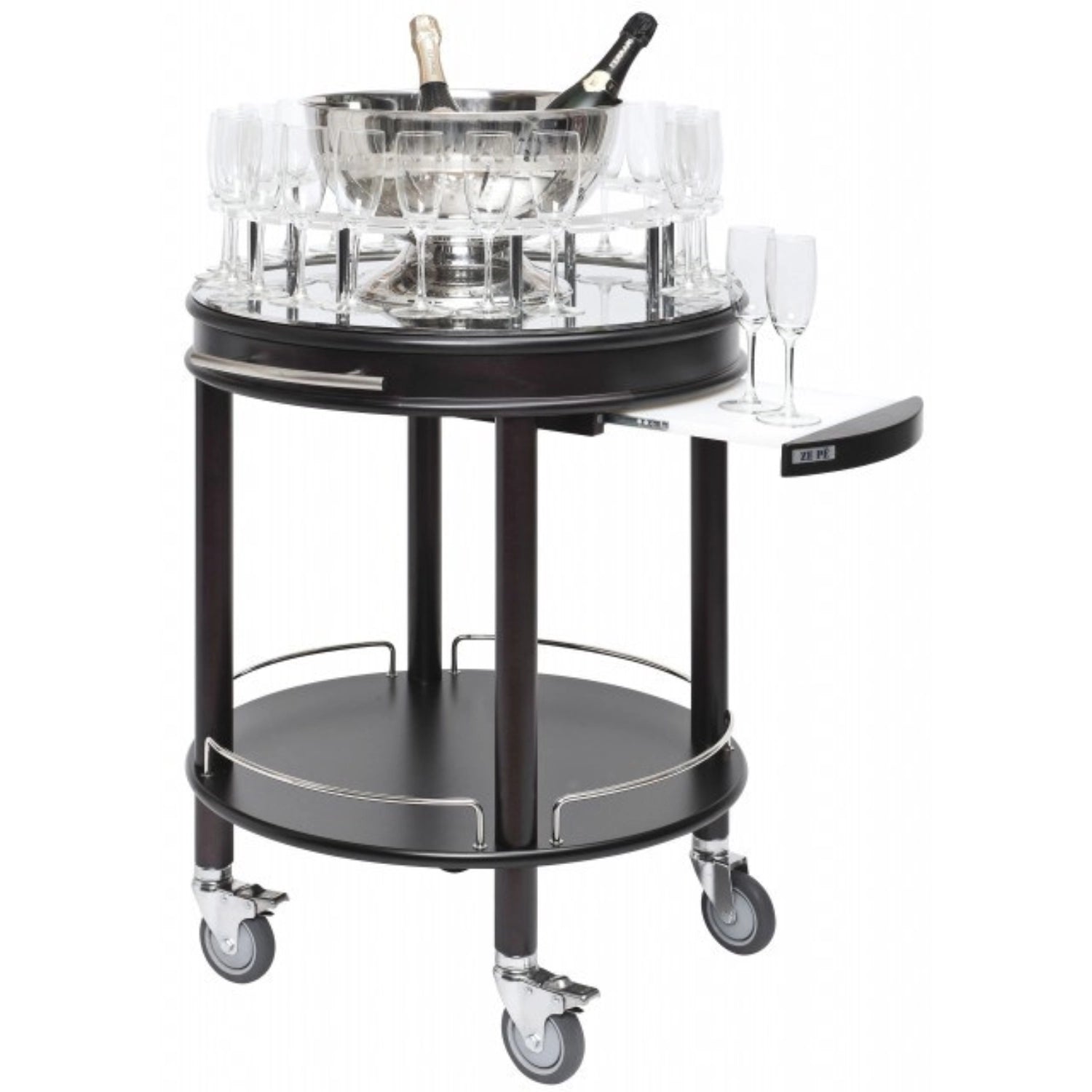Roma Spirituosen- und Aperowagen rund, Wenge in Schwarz präsentiert im Onlineshop von KAQTU Design AG. Servierwagen ist von ZePe