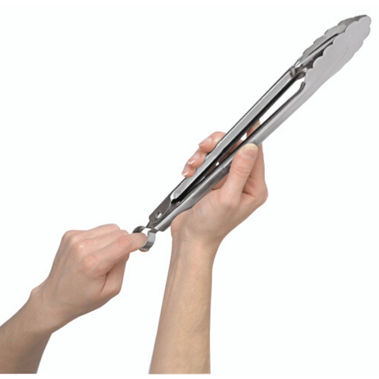 Elegante 41 cm lange Universalzange aus rostfreiem Edelstahl von Cuisipro, ideal für präzises Wenden und Servieren von Grill- und Kochgerichten.