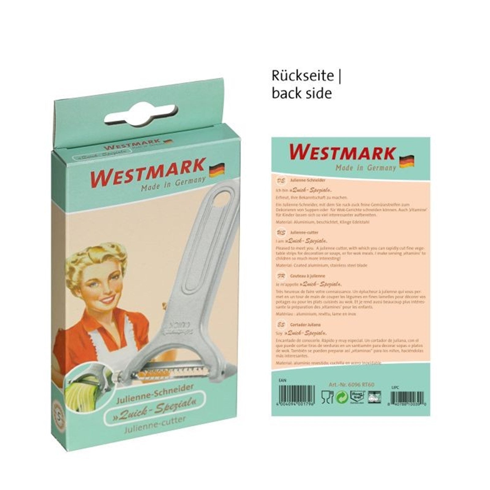 Retro Julienne-Schneider von Westmark, kompakt und praktisch, ideal für feine Streifen, Masse: 12x7.5x1cm.