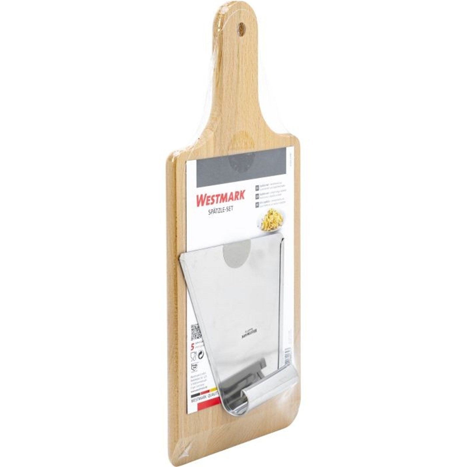 Westmark Spätzle-Set: 2-teiliges Set mit Brett und Schaber, ideal für hausgemachte Spätzle, robust, einfach zu nutzen, Masse 32x14x3.1 cm.