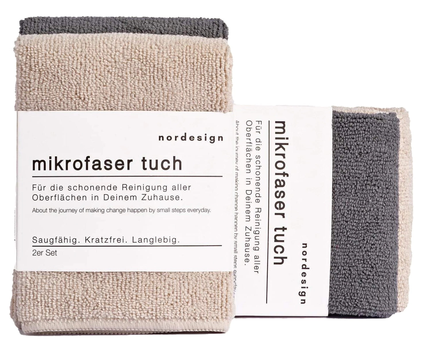 2er Set Mikrofaser Tuch, grau und beige