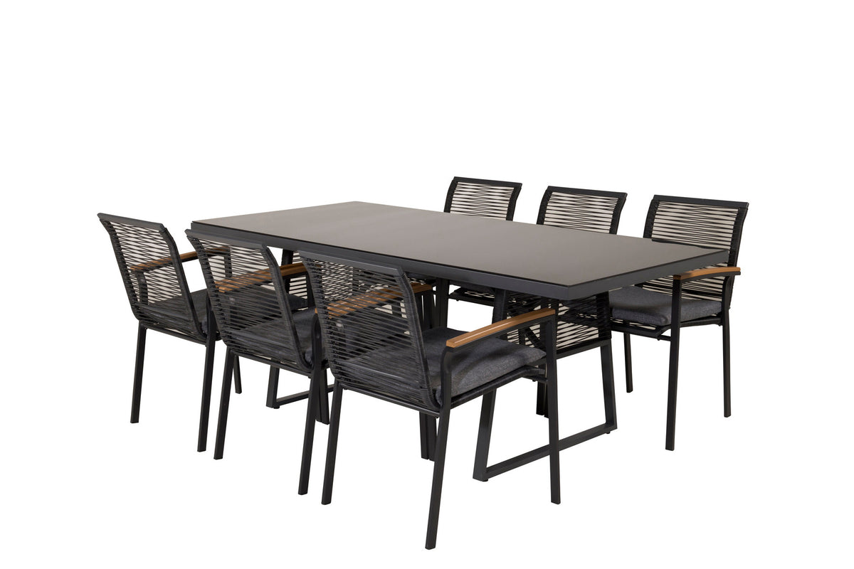 Dallas Gartenstuhl in Schwarz präsentiert im Onlineshop von KAQTU Design AG. Gartenstuhl mit Armlehnen ist von Venture Home
